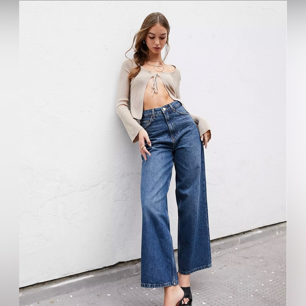 Extra wide leg dark wash jeans